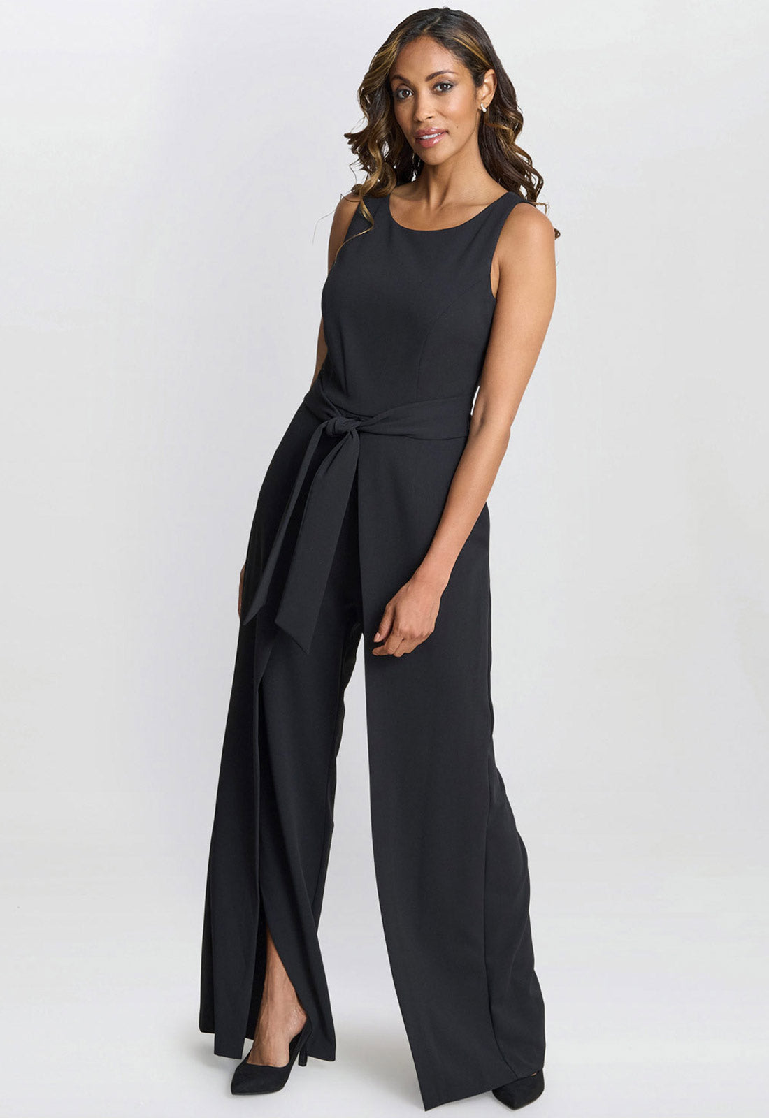 Gina Bacconi Black Dottie Wrap Effect Jumpsuit