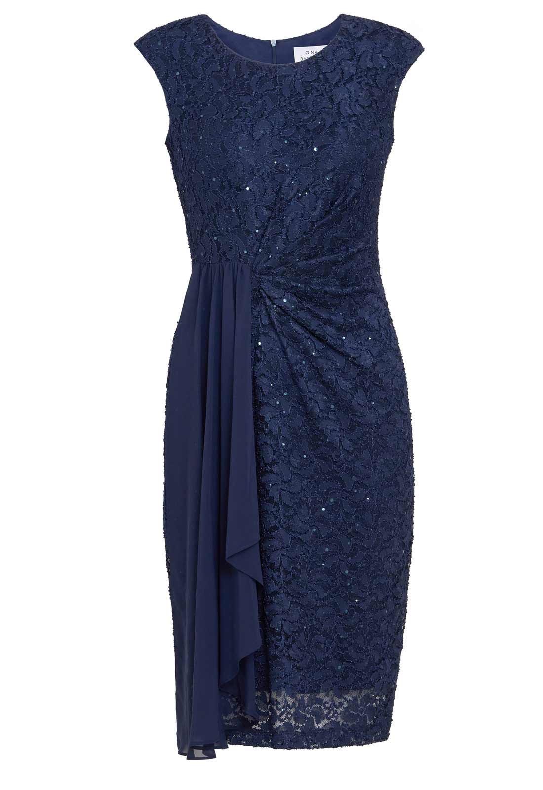 Gina Bacconi Navy Everlee Lace Dress