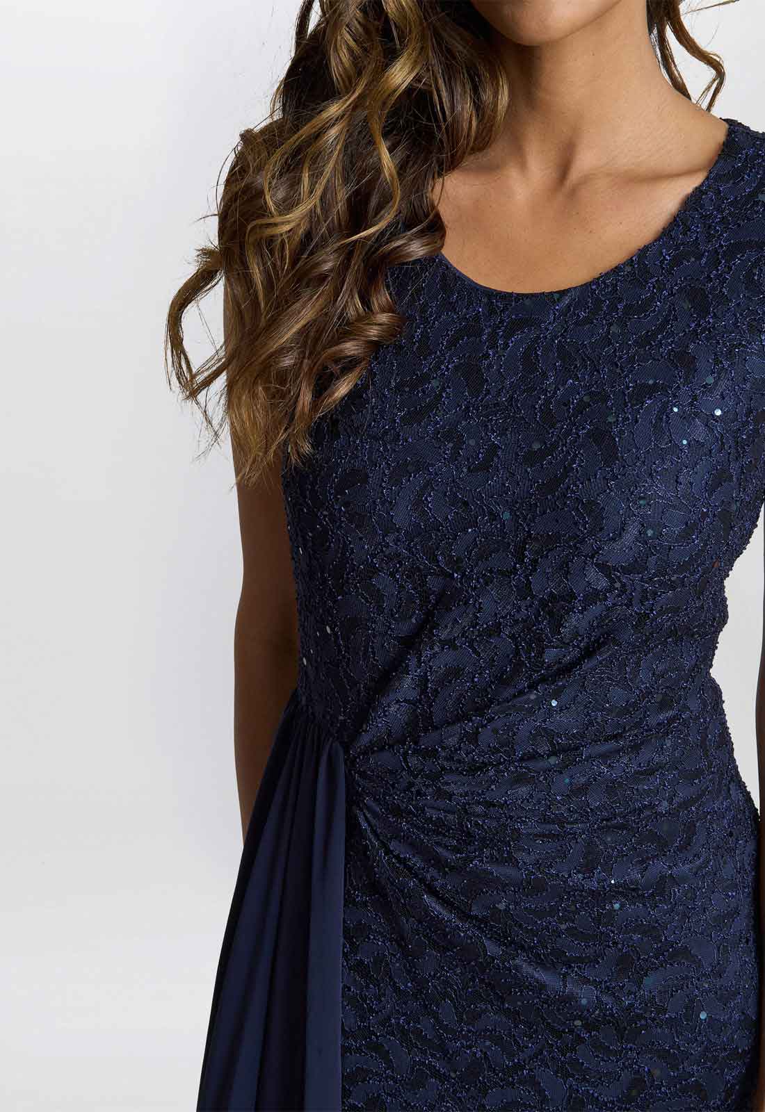 Gina Bacconi Navy Everlee Lace Dress