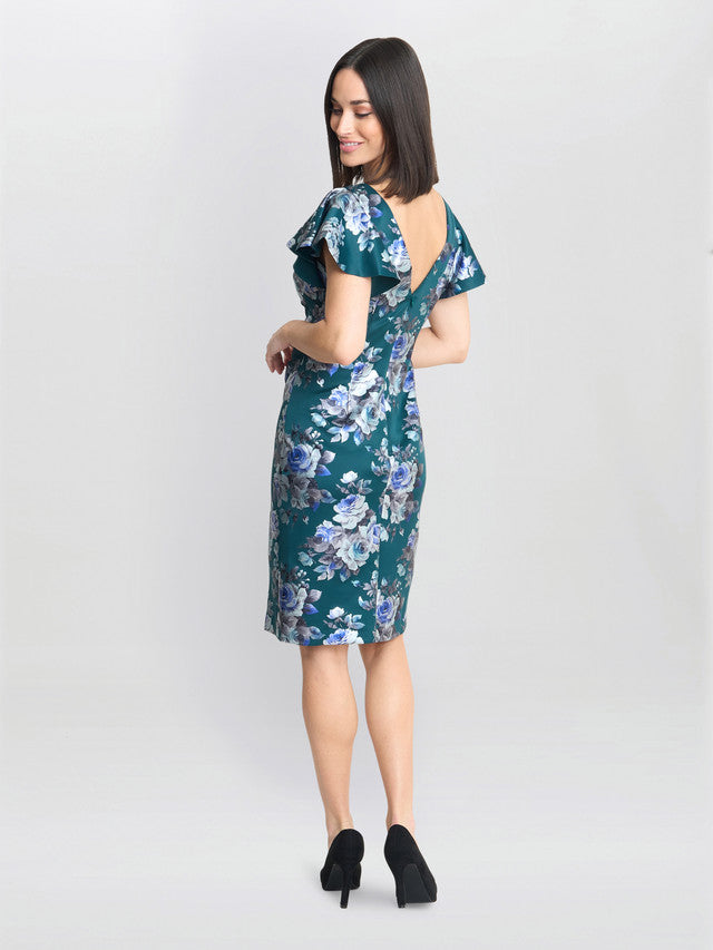 Gina Bacconi Blue Wanda Printed Dress