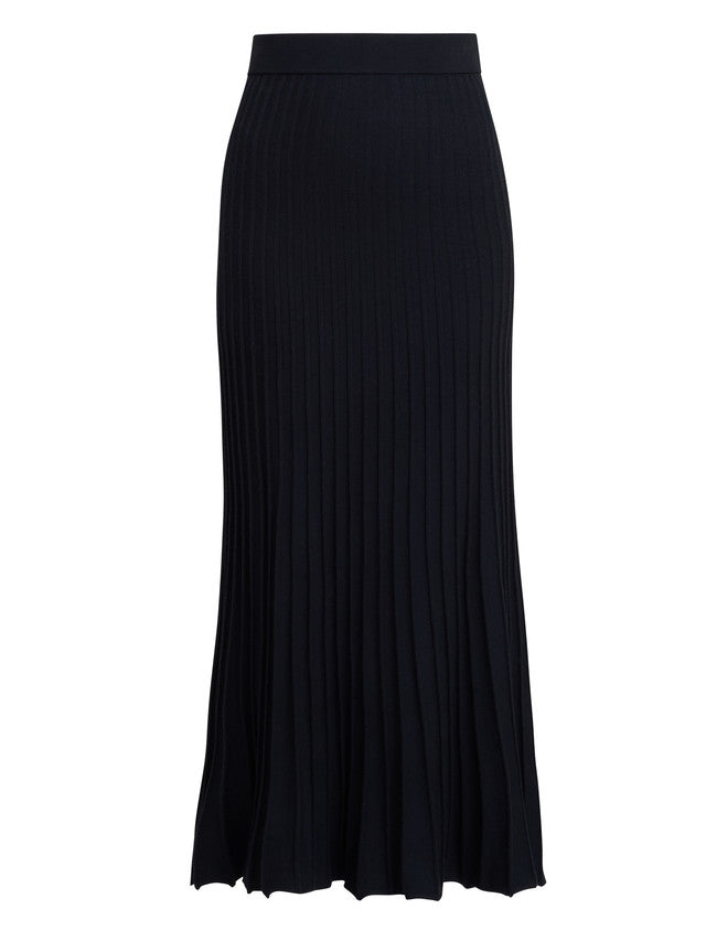 Gina Bacconi Black Celestina Long Pleated Knit Skirt