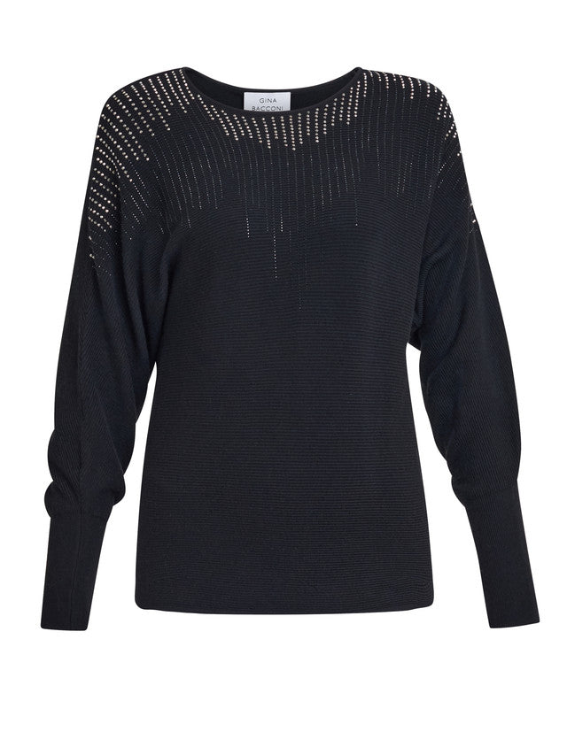 Gina Bacconi Black Goldy Batwing Diamante Jumper