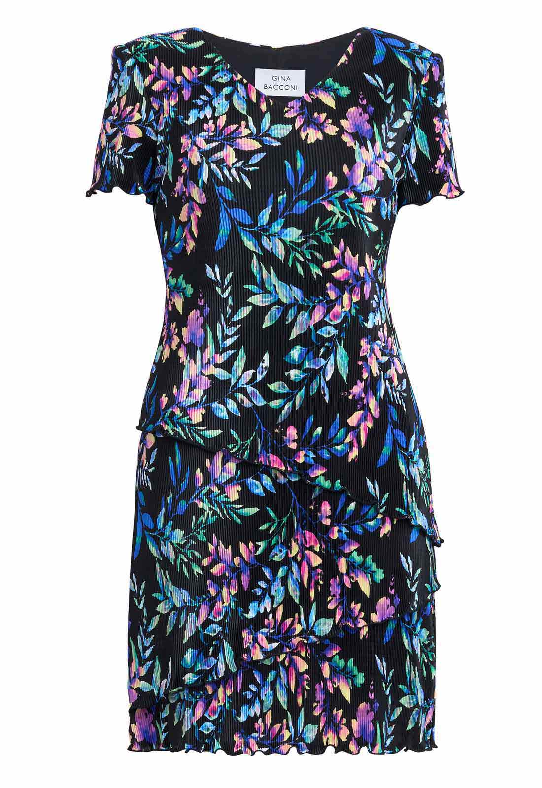 Gina Bacconi Blue Rowan Plisse Tiered Dress