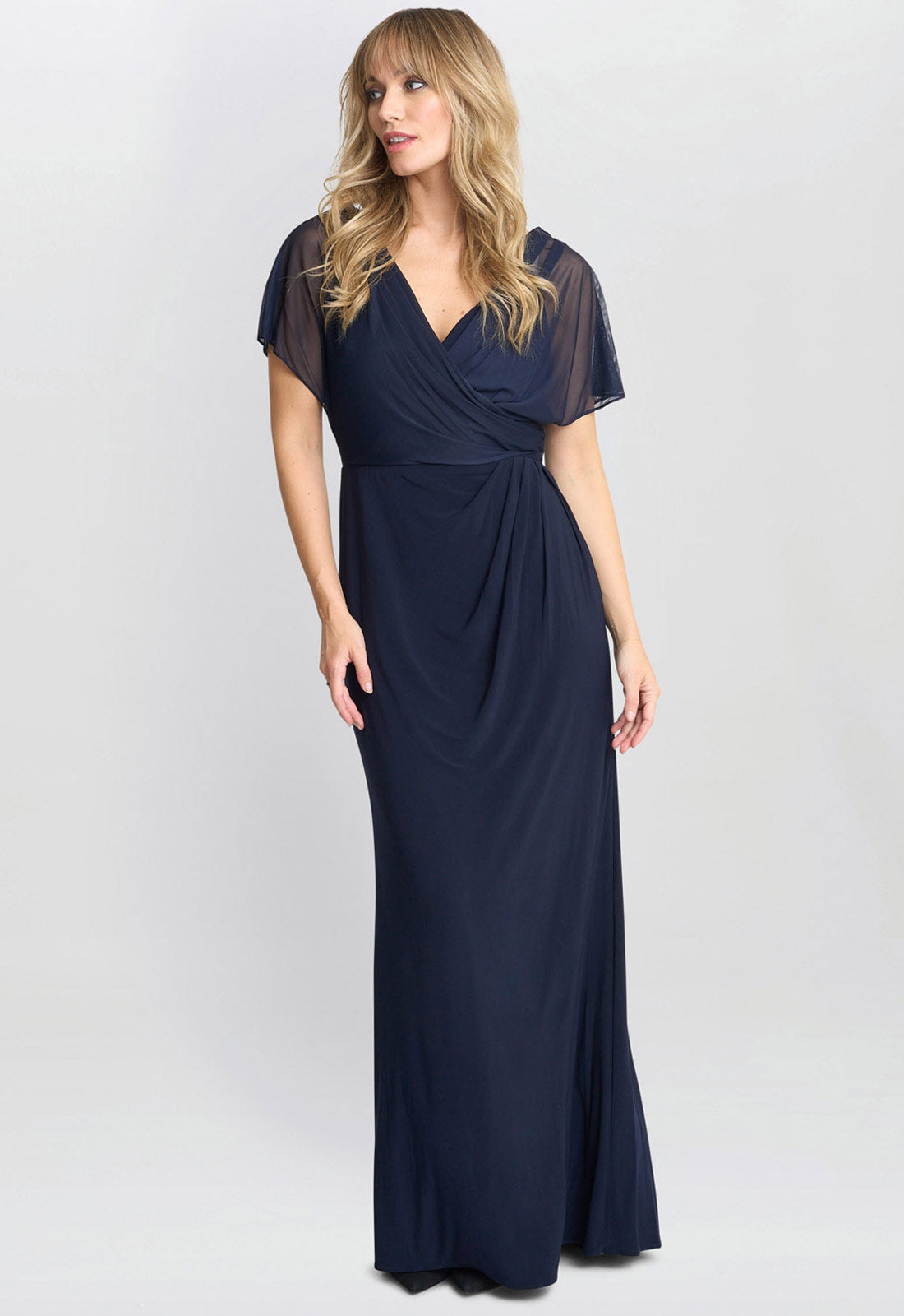 Gina Bacconi Navy Elliot Jersey Maxi Dress