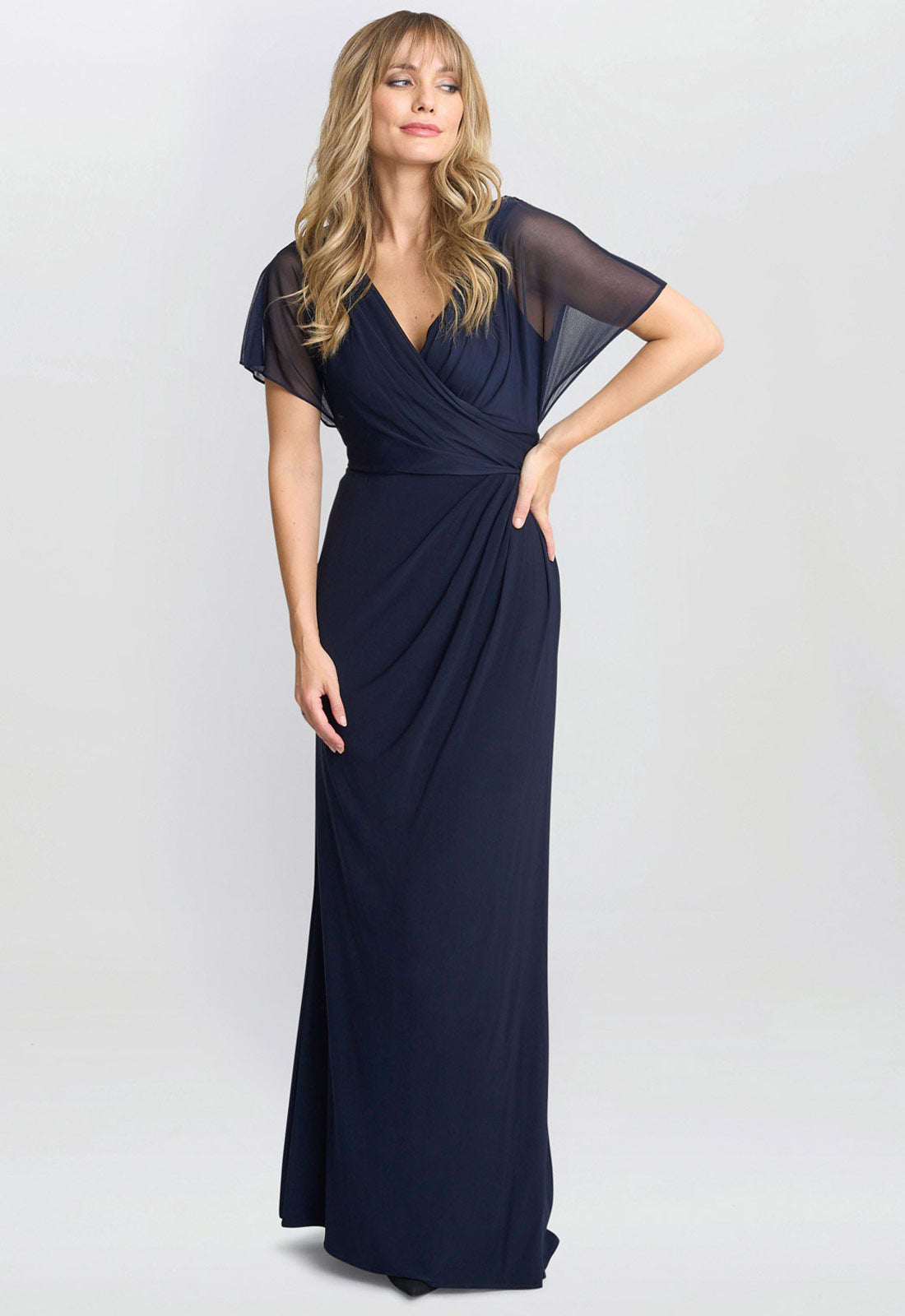 Gina Bacconi Navy Elliot Jersey Maxi Dress