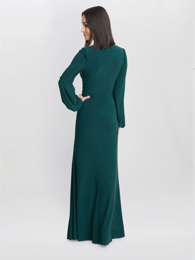 Gina Bacconi Green Petra Jersey Knot Front Maxi Dress