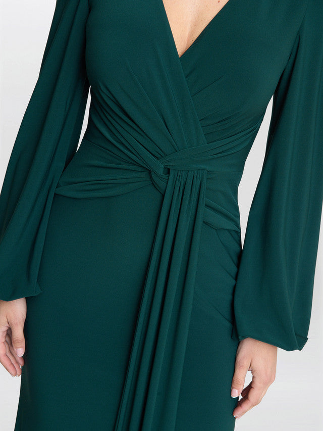 Gina Bacconi Green Petra Jersey Knot Front Maxi Dress