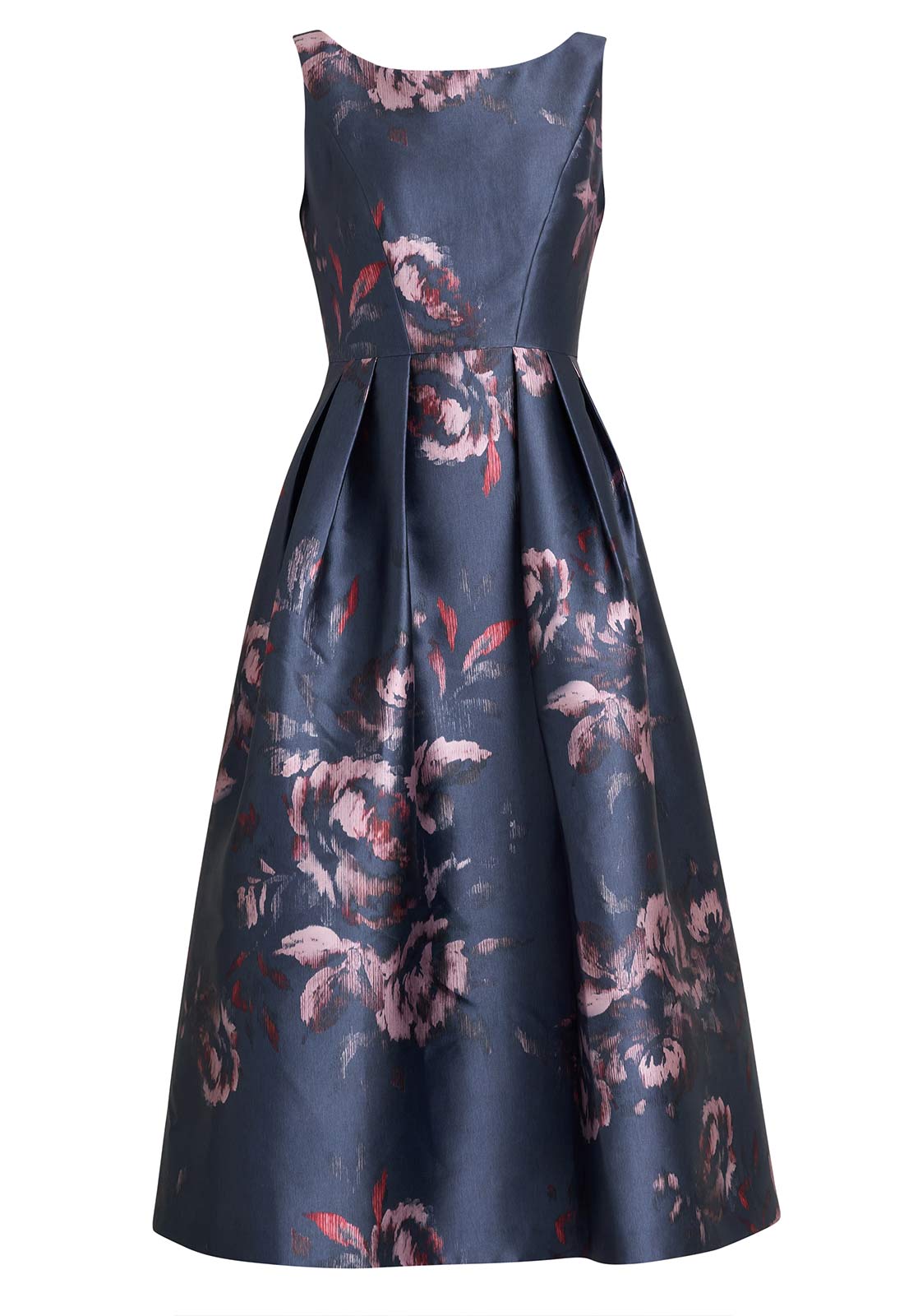 Gina Bacconi Navy Luisa Jacquard Dress