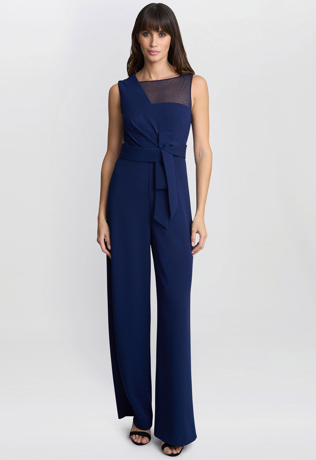 Gina Bacconi Navy Pia Crepe Jumpsuit