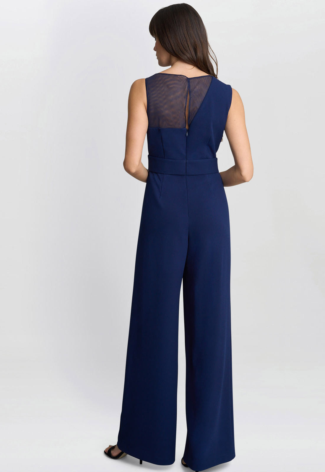 Gina Bacconi Navy Pia Crepe Jumpsuit