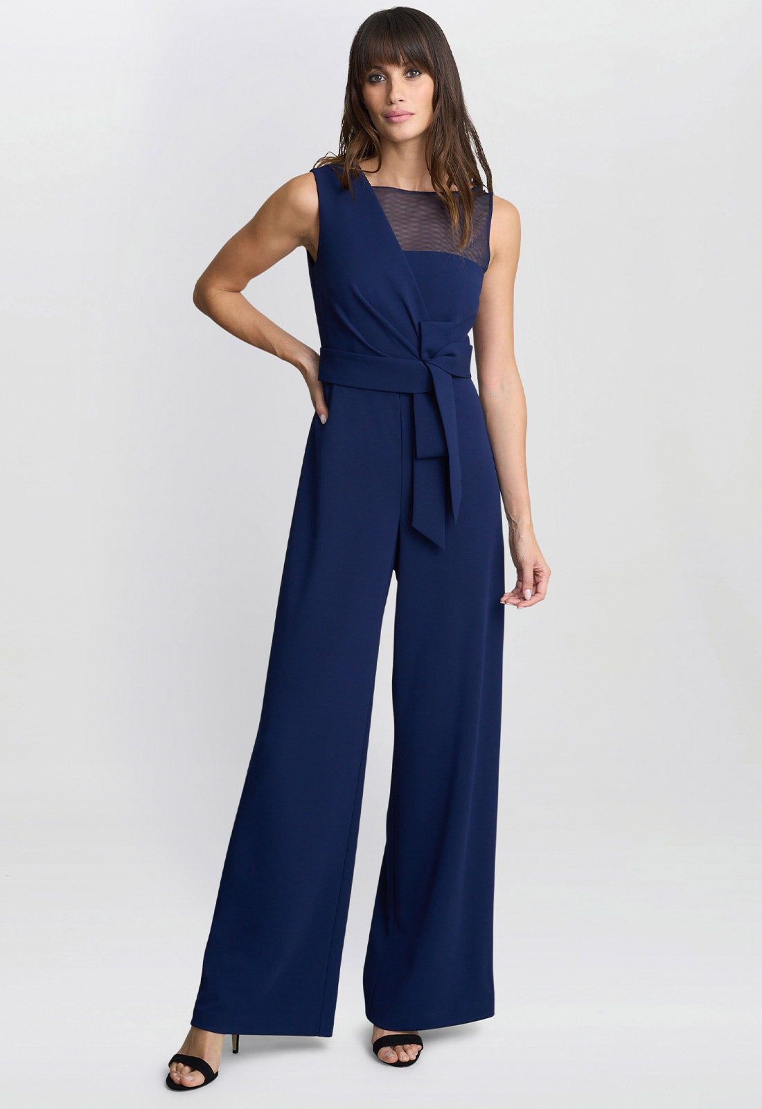 Gina Bacconi Navy Pia Crepe Jumpsuit