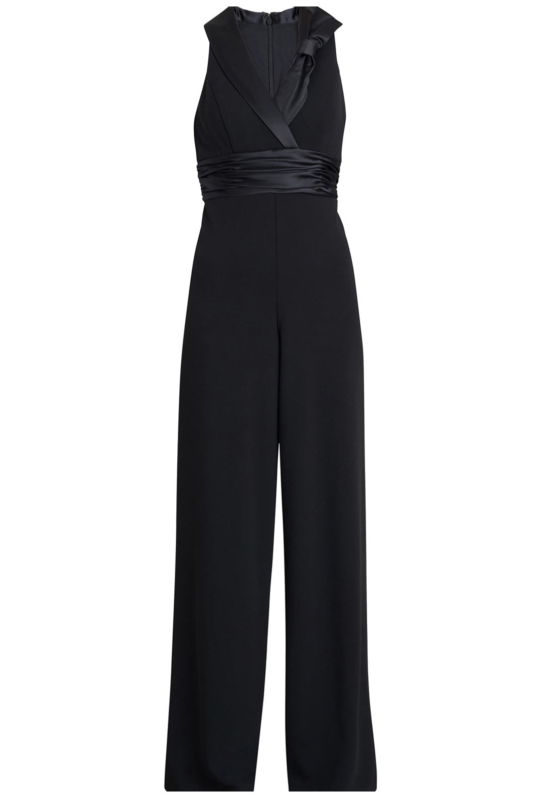 Gina Bacconi Black Melodie Crepe Jumpsuit With Satin Bow