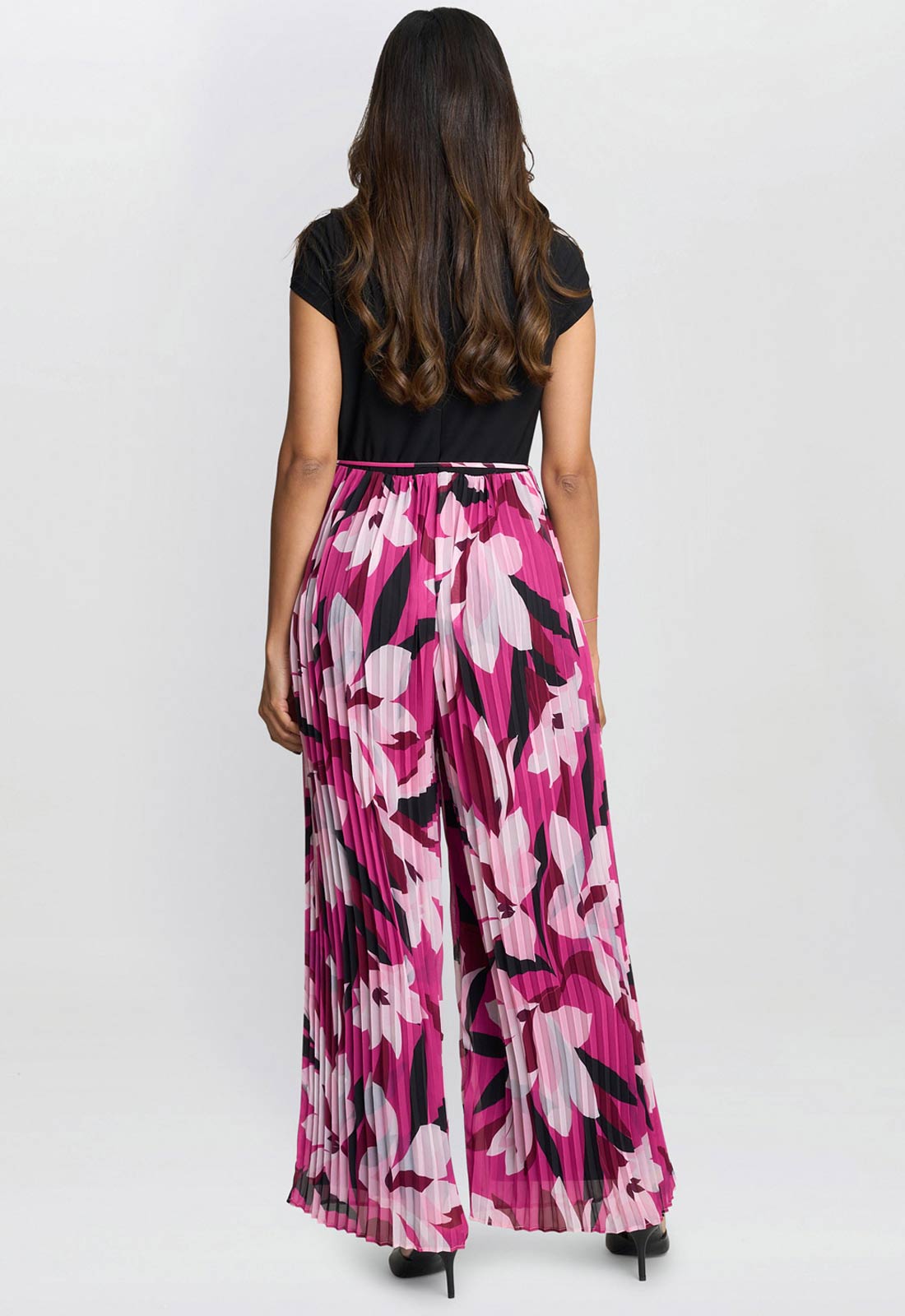 Gina Bacconi Pink Dolores Jumpsuit With Printed Pleated Trousers