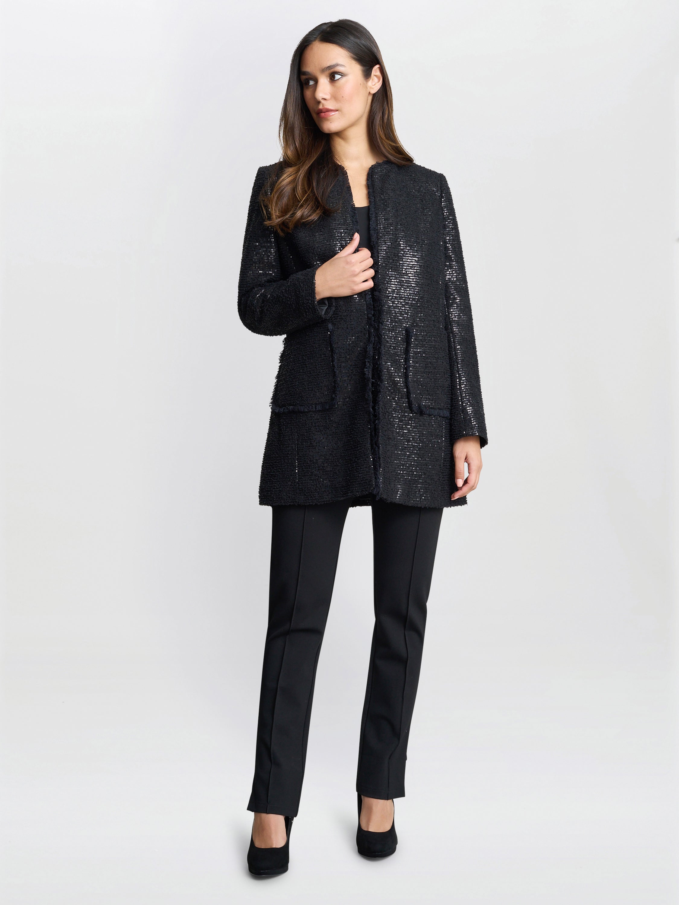 Gina Bacconi Black Lizzy Sequin Jacket