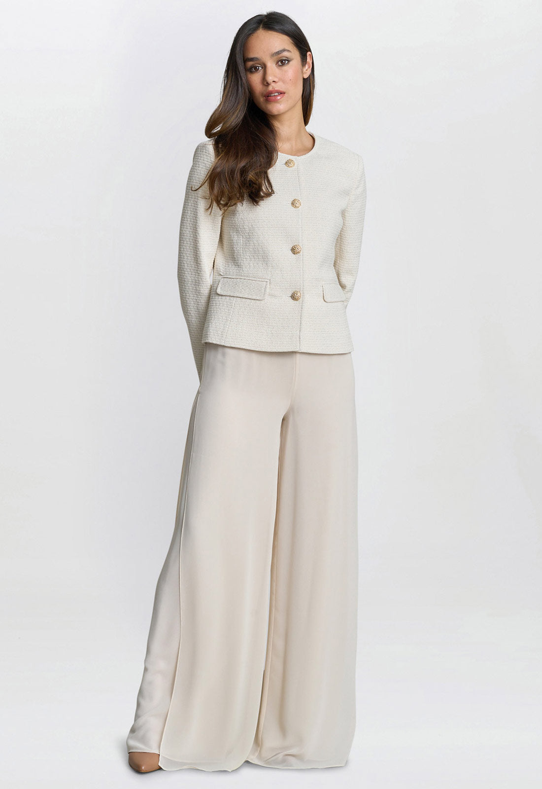 Gina Bacconi Cream Julieann Tweed Jacket