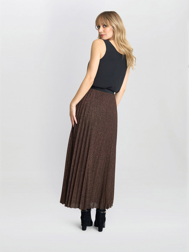 Gina Bacconi Brown Ismay Metallic Skirt