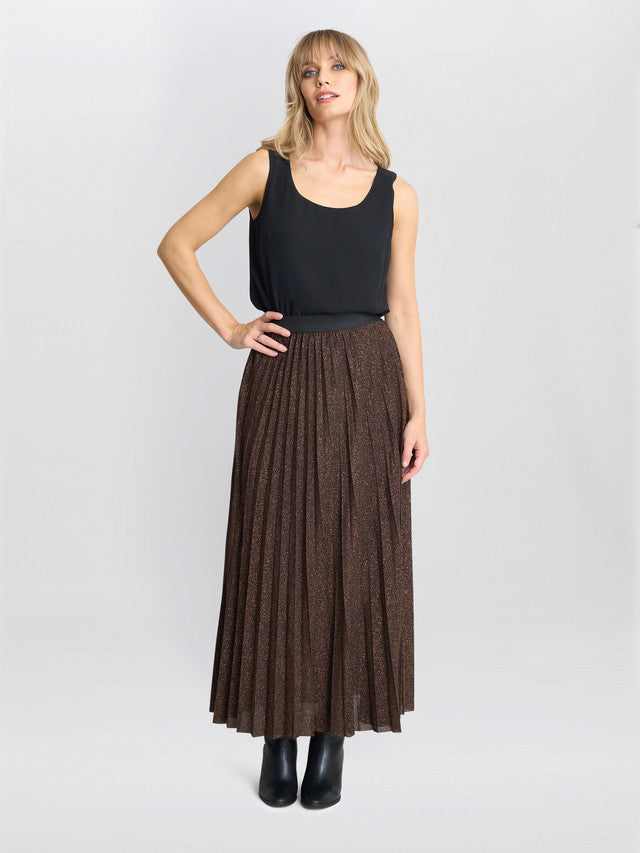 Gina Bacconi Brown Ismay Metallic Skirt