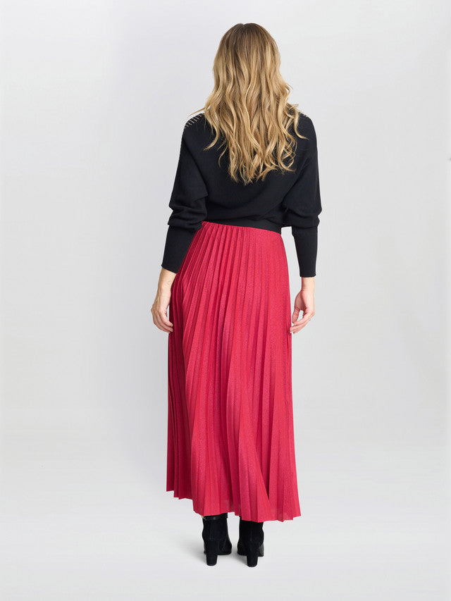 Gina Bacconi Red and Black Ismay Metallic Skirt