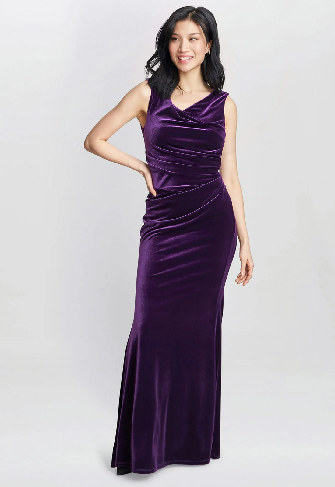 Gina Bacconi Purple Selena Velvet Maxi Dress