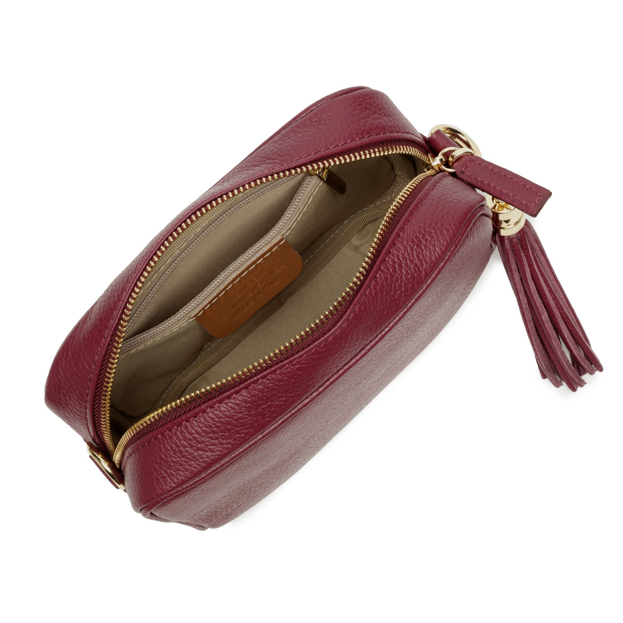 Elie Beaumont Crossbody Tassel Wine