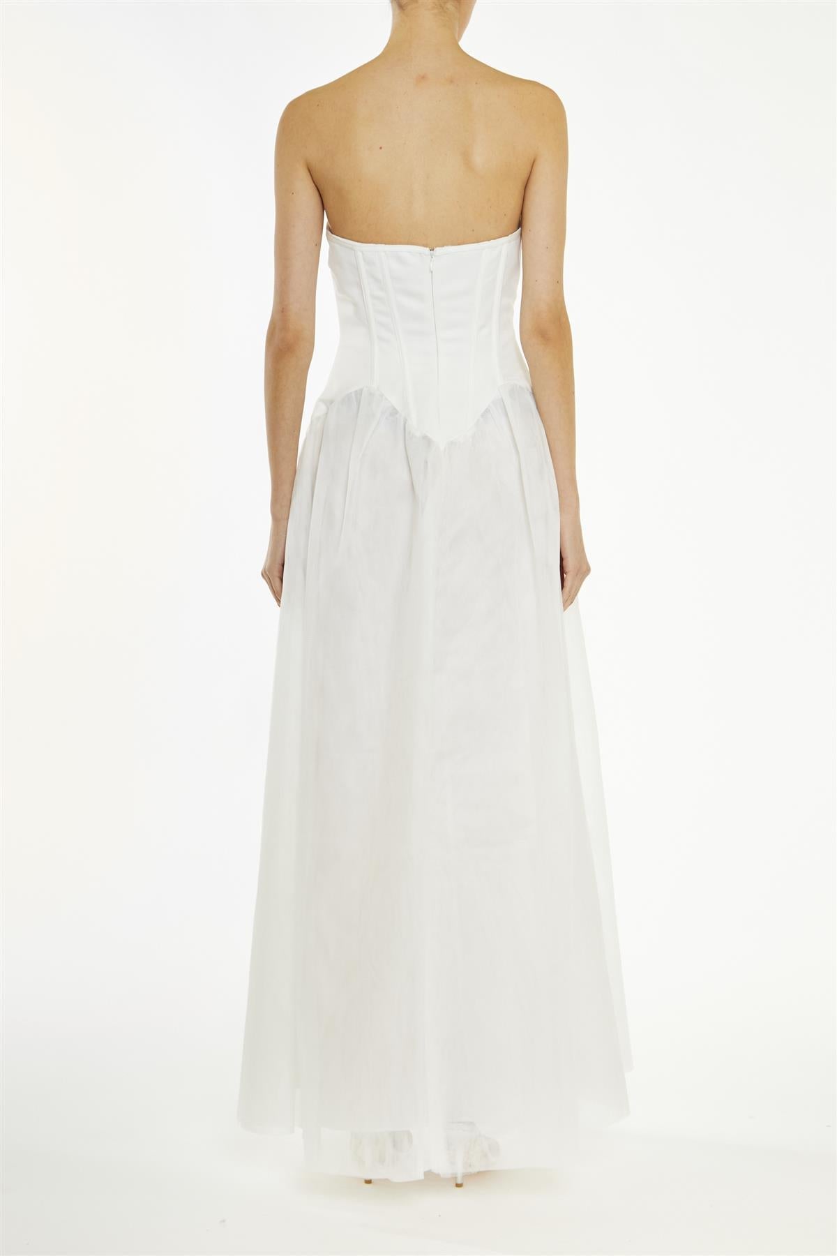 True Decadence White Angel Bandeau Corset Maxi-Dress