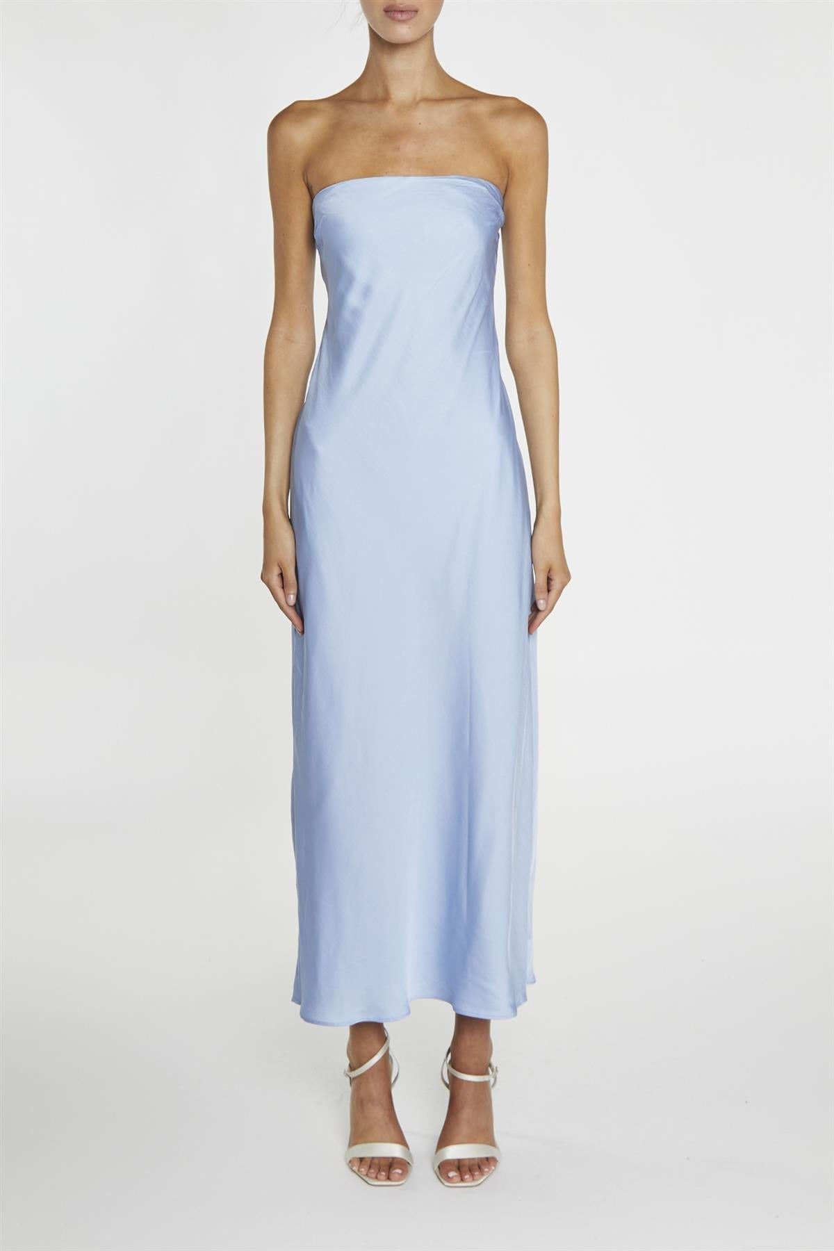 Cecilia Cornflower Blue Strapless Bias-cut Maxi-Dress-image-1