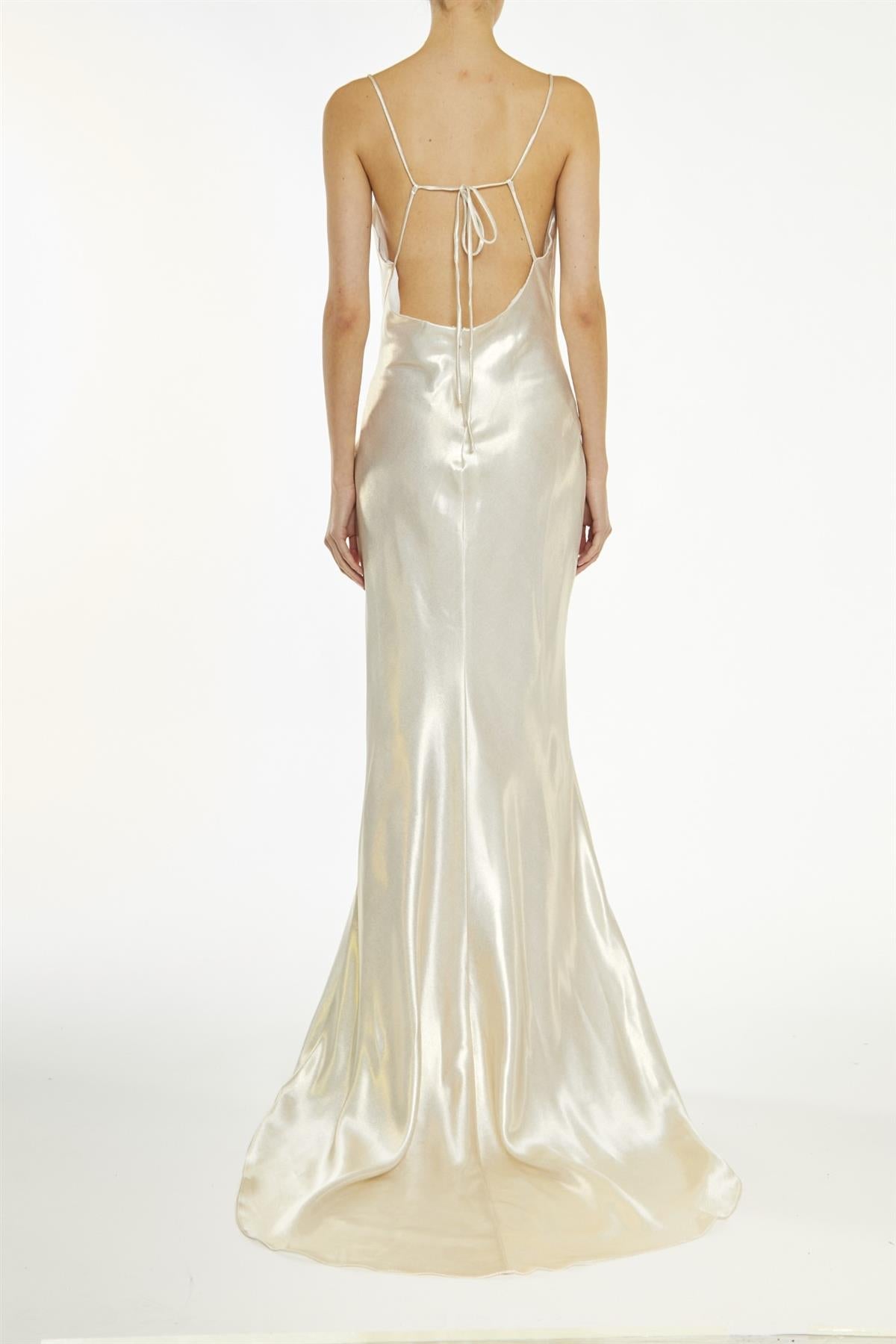 True Decadence White-Metallic Pippa Cowl-Neck Slip Dress