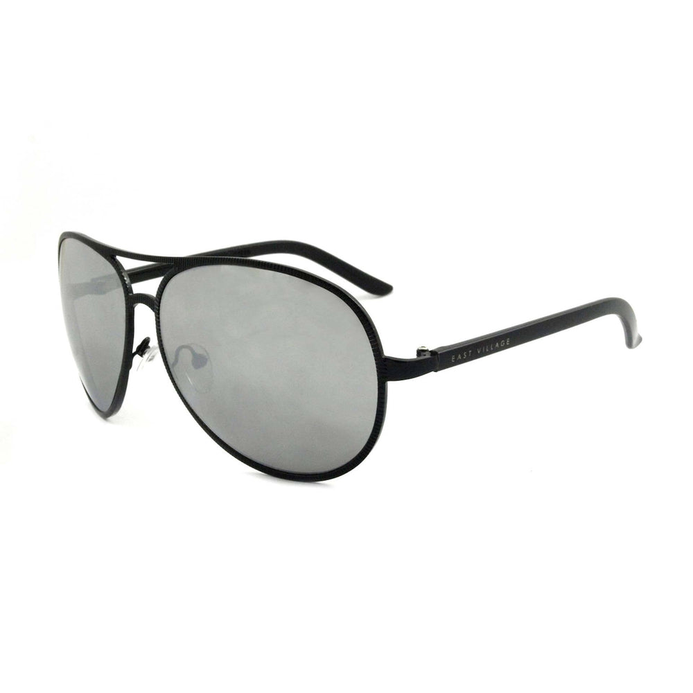 East Village Beveled Edge 'Jagger' Aviator Sunglasses in Black