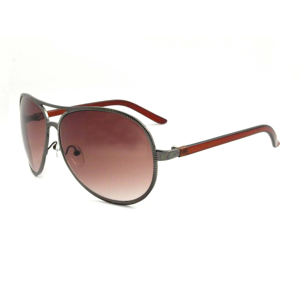 East Village Beveled Edge 'Jagger' Aviator Sunglasses Gunmetal & Crystal Brown