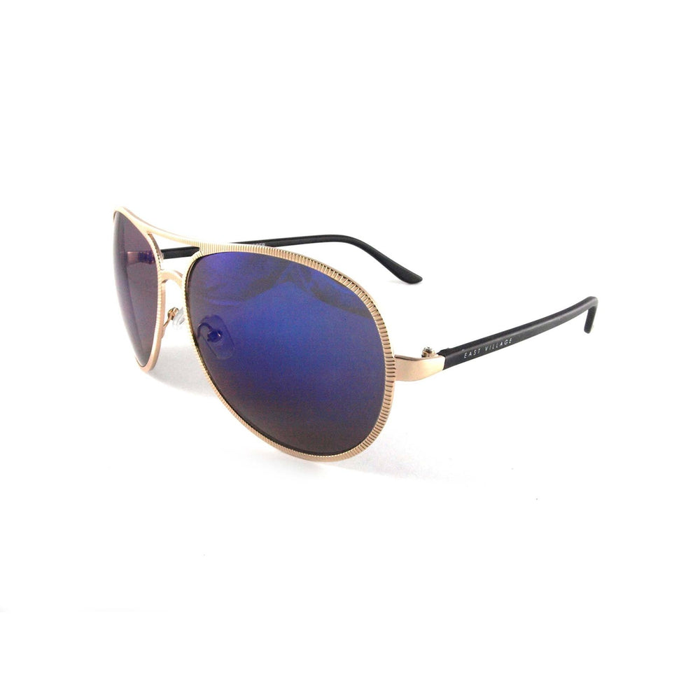 East Village Beveled Edge 'Jagger' Aviator Sunglasses in Light Gold & Black