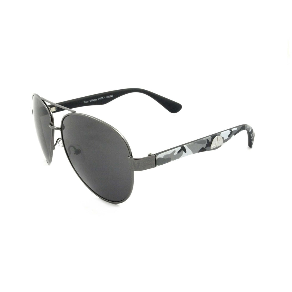 East Village 'Caine' Metal Frame Aviator Sunglasses With Grey Camouflage Temples