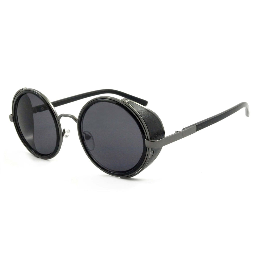 East Village 'Freeman' Round Sunglasses With Side Shield In Black