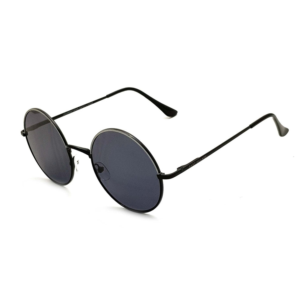 East Village 'Journeyman' Metal Round Sunglasses Black & White With Smoke Lens