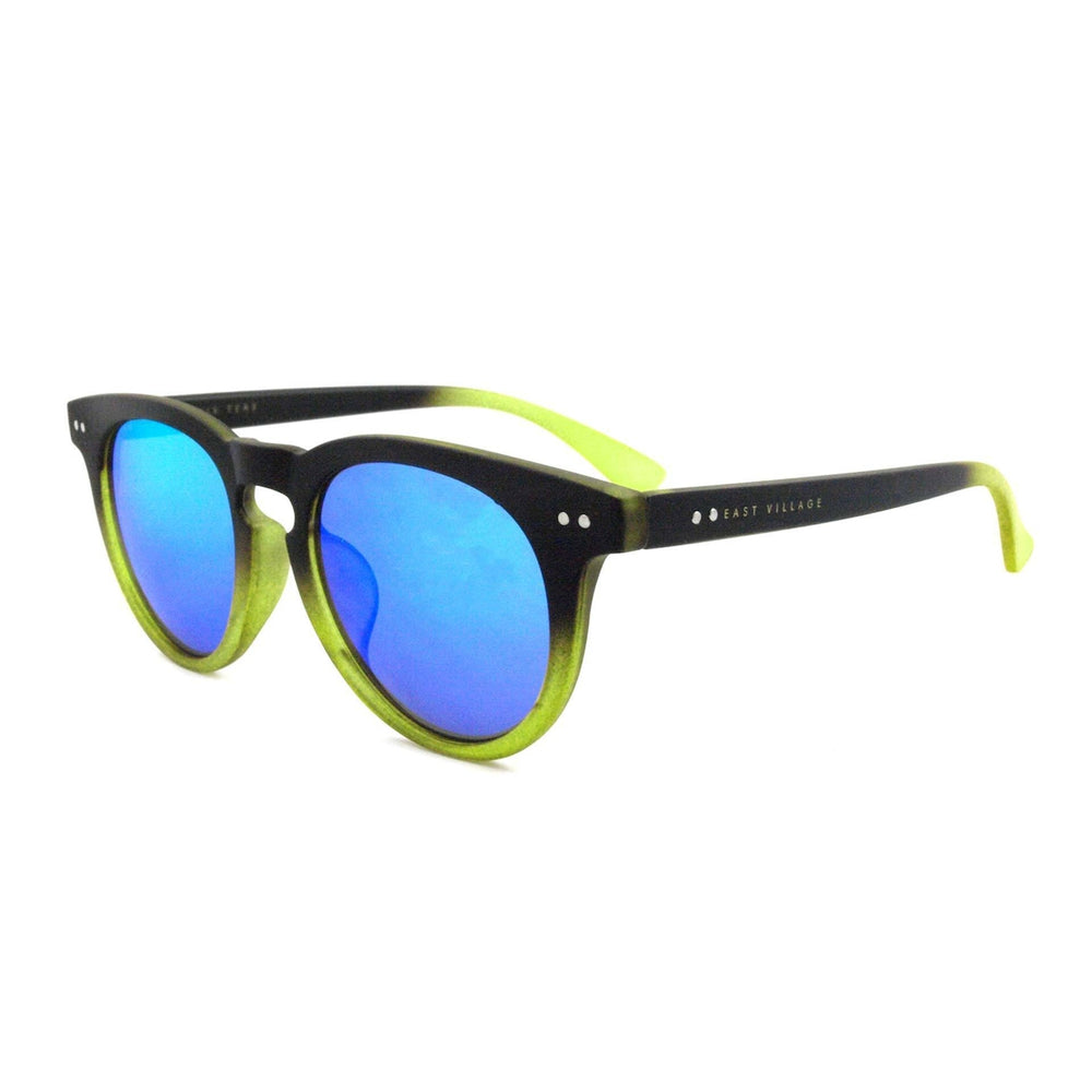 East Village 'Moon' Preppy Two-Tone Sunglasses In Black/Green