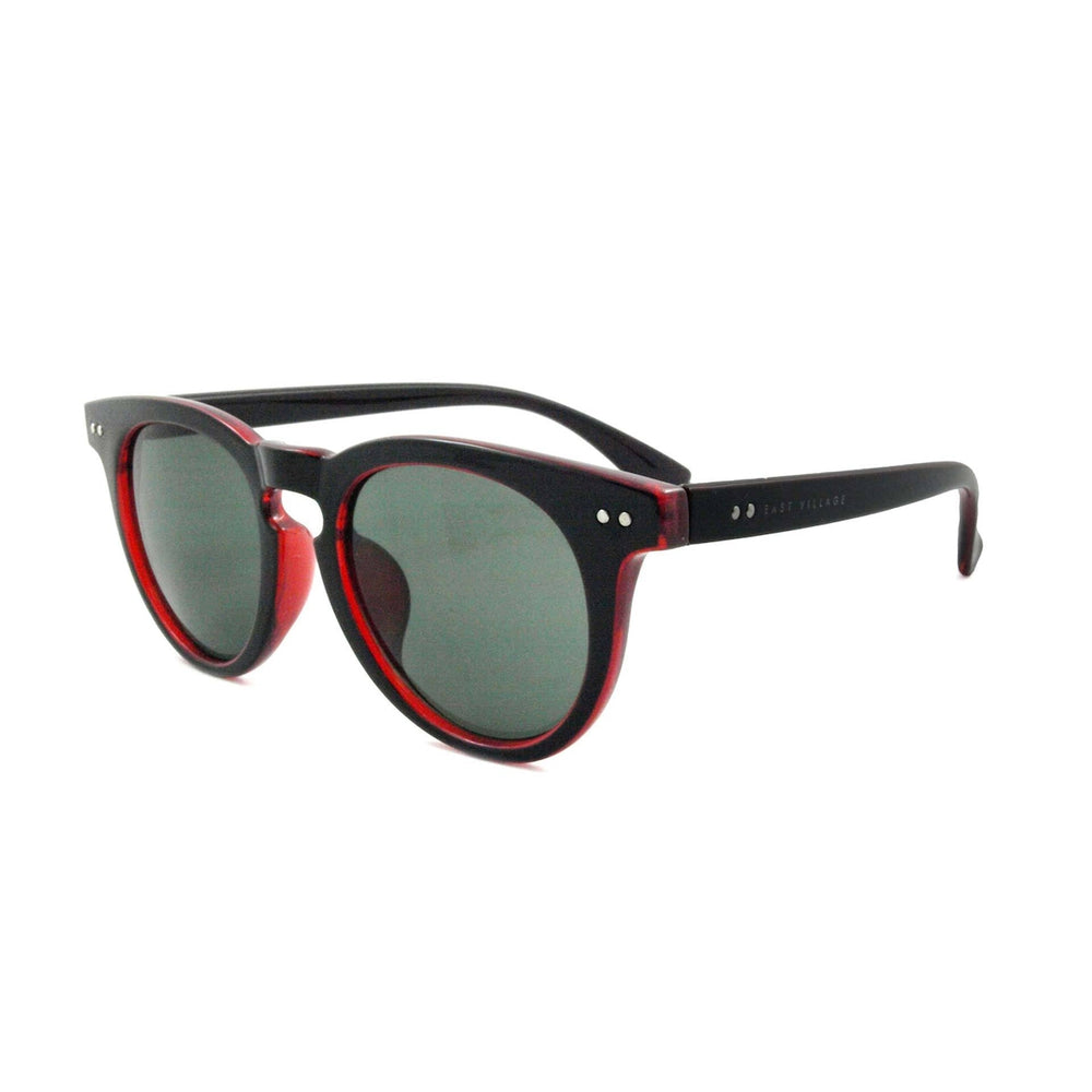 East Village 'Moon' Preppy Two-Tone Sunglasses In Black/Red