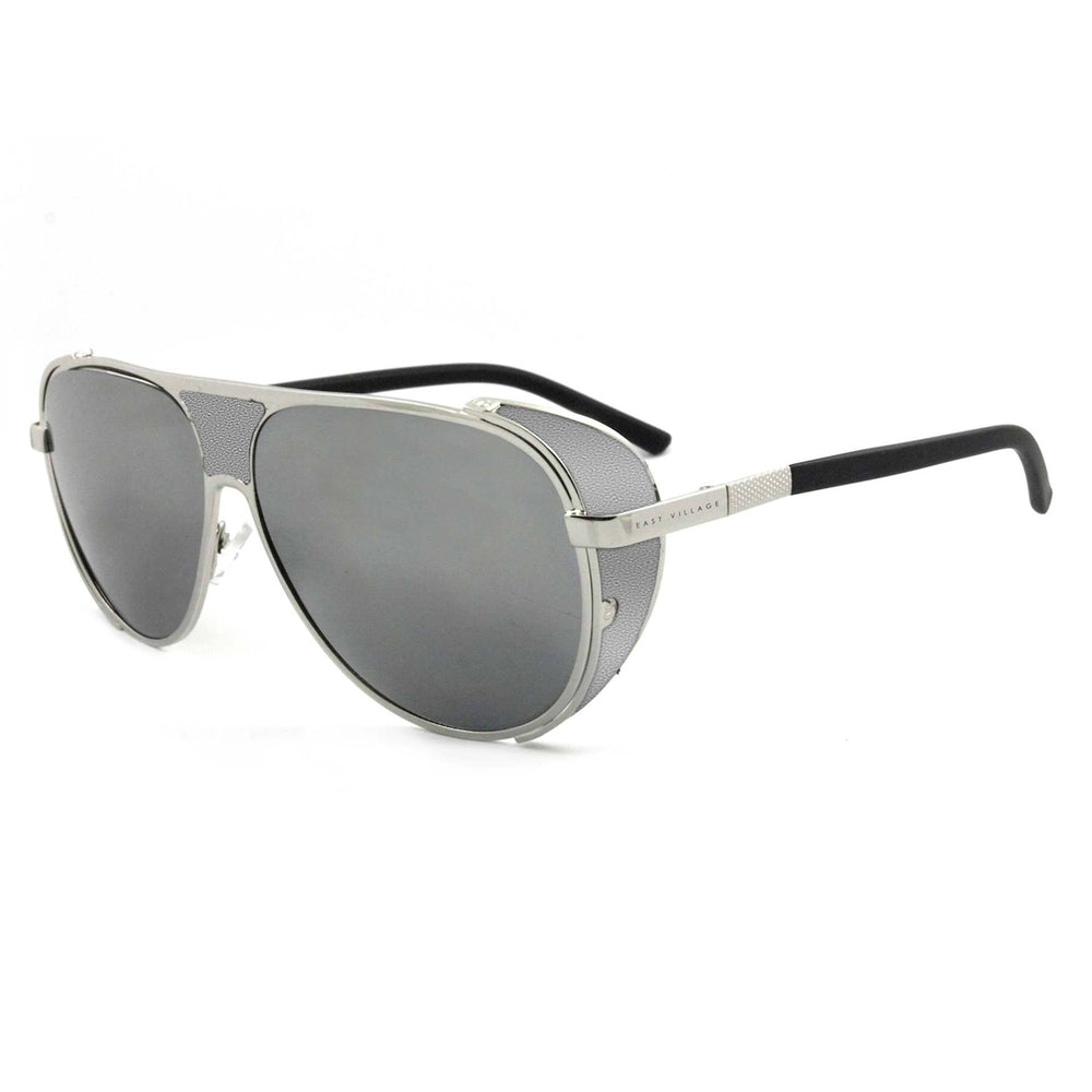 East Village 'Jordan' Side Shield Aviator Sunglasses in Silver/black