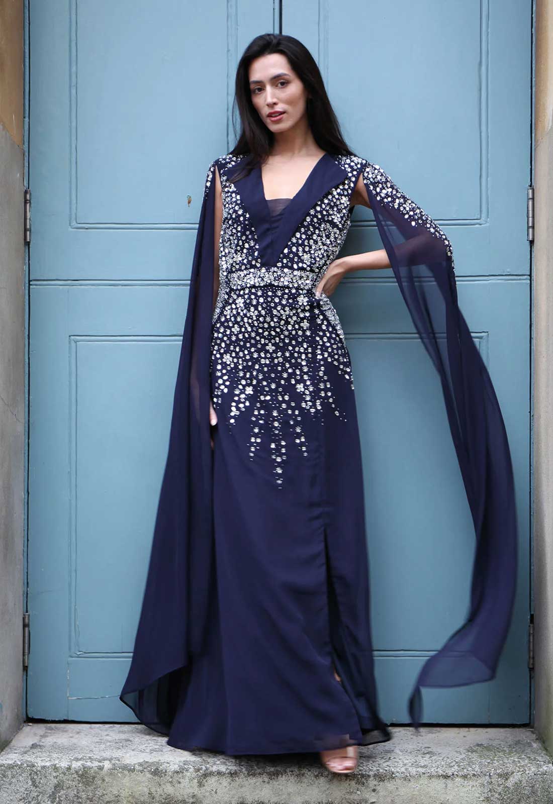 Raishma Couture Navy Gabrielle Maxi Dress