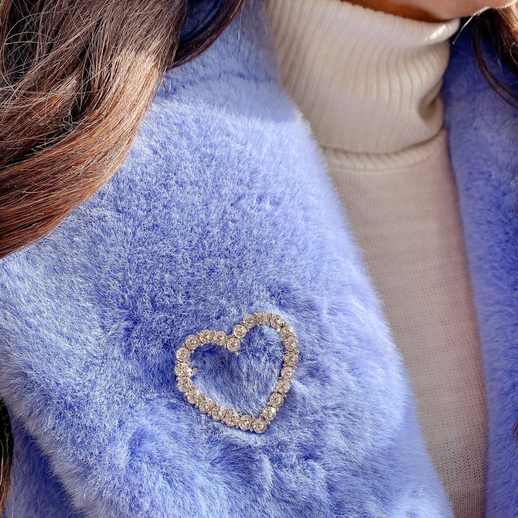 QueenMee Heart Brooch with Crystal Diamante Heart