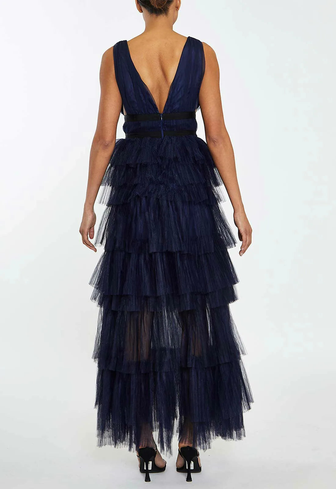 True Decadence Navy Layered Tulle Maxi Dress