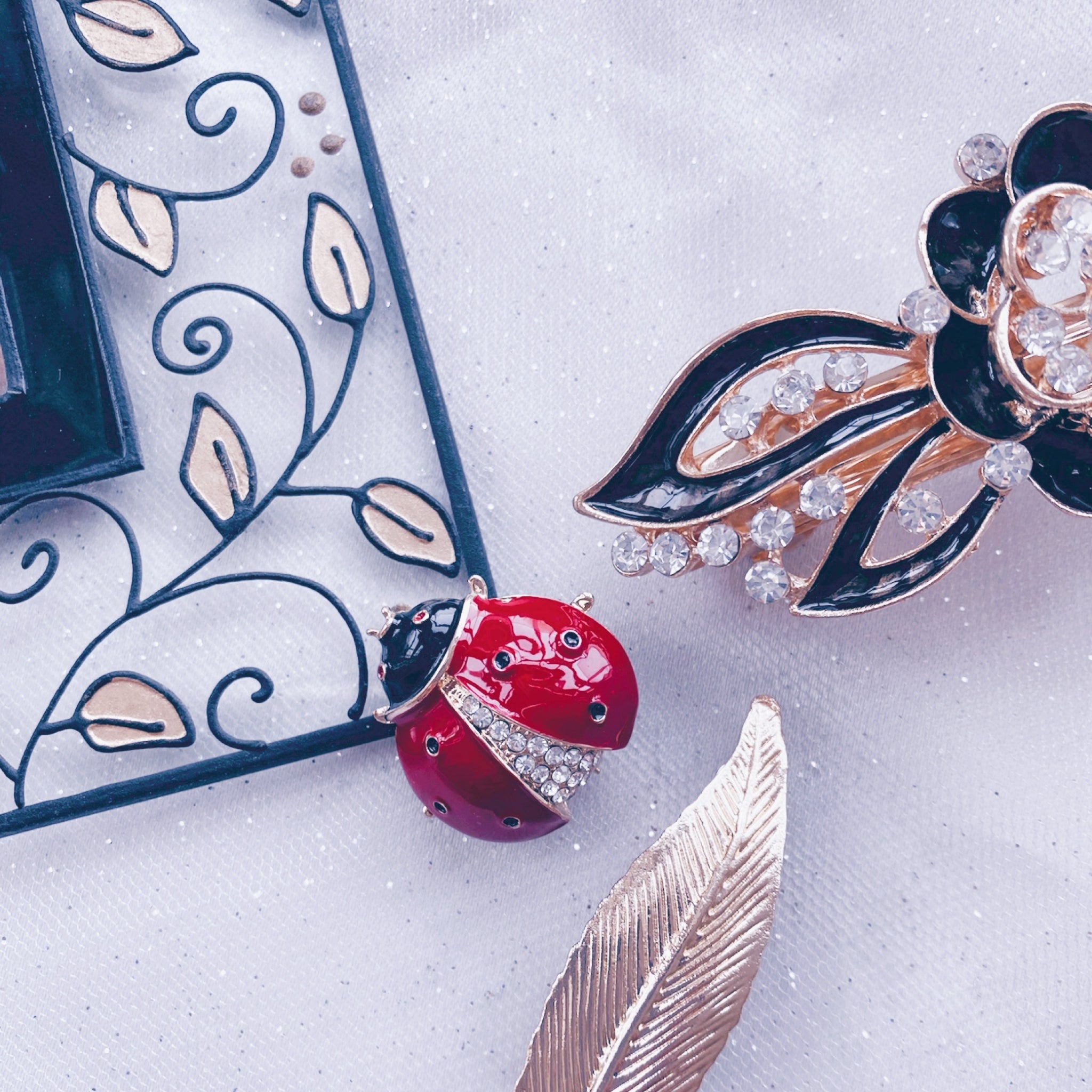 QueenMee Ladybird Brooch in Red Enamel and Crystal