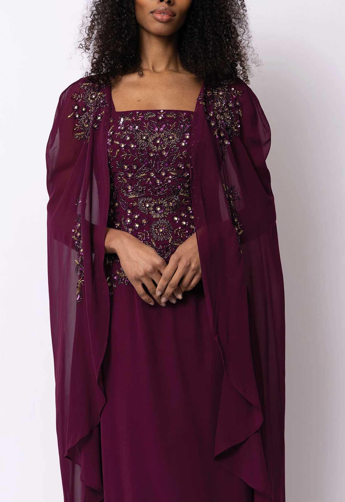 Raishma Couture Burgundy Leonora Maxi Dress