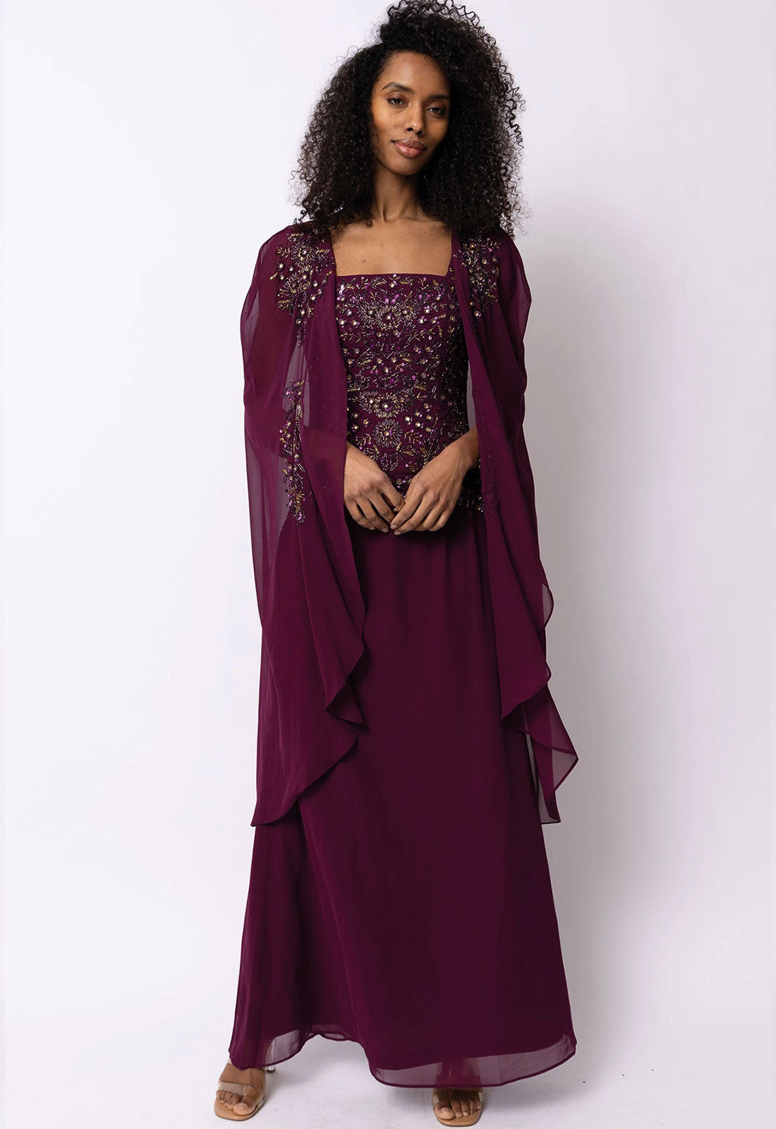 Raishma Couture Burgundy Leonora Maxi Dress