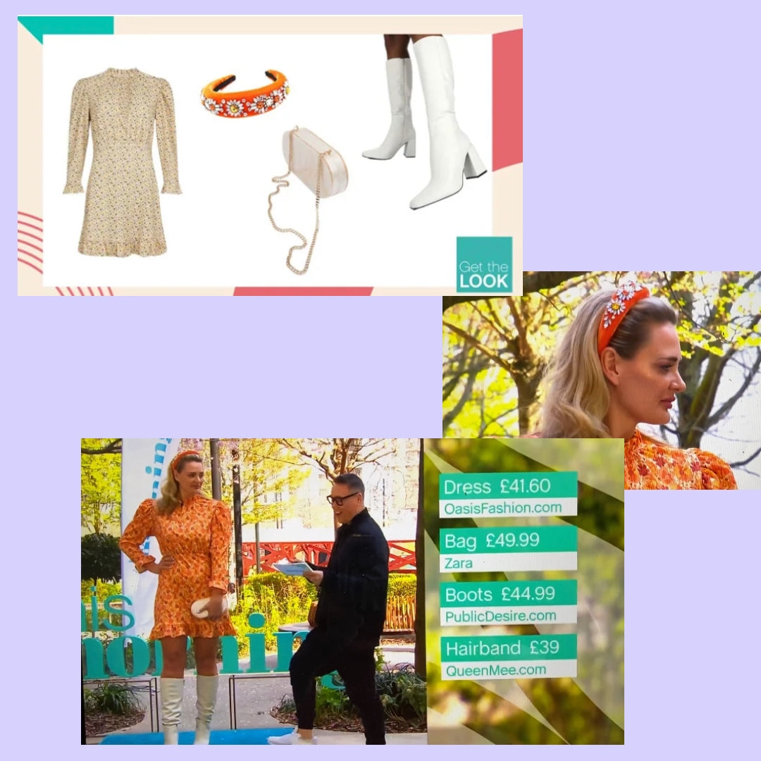 QueenMee Orange Headband Jewelled Headband - Featured in Heat Magazine