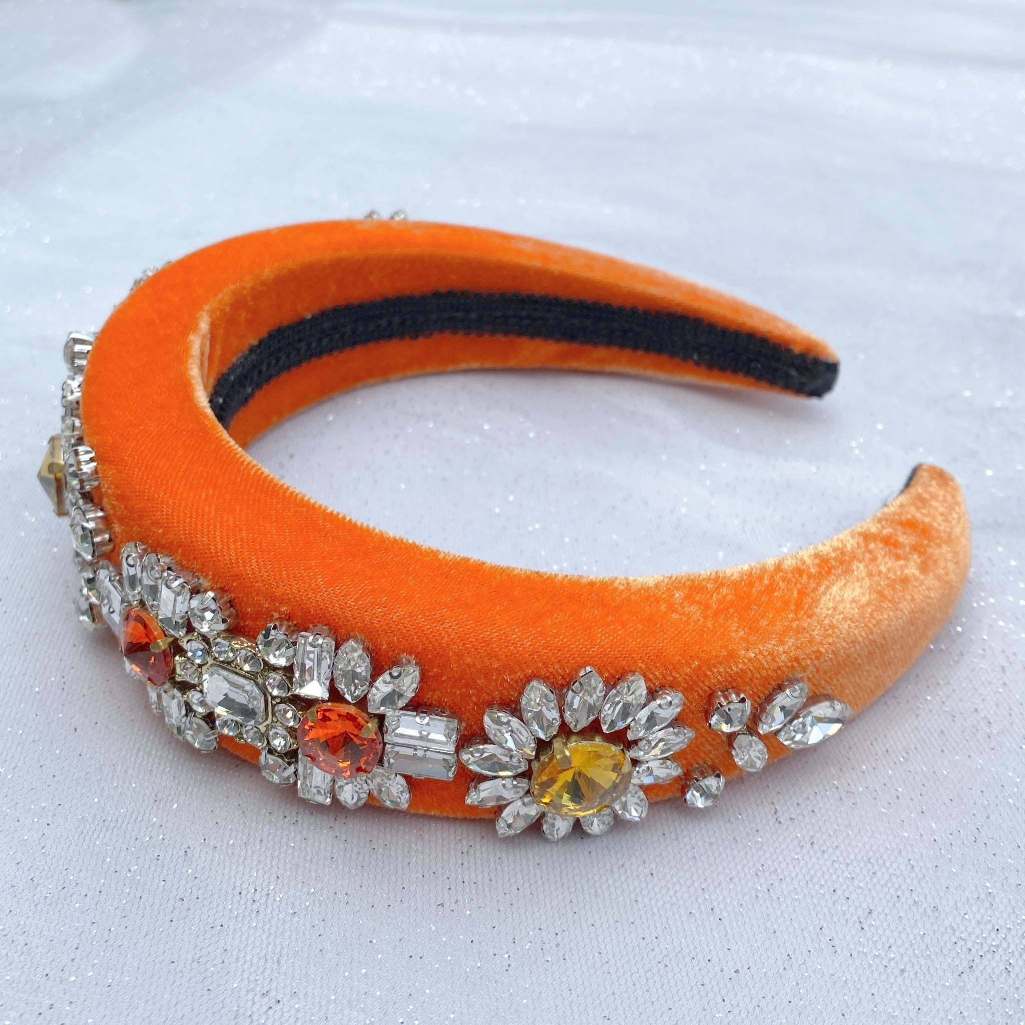 QueenMee Orange Headband Jewelled Headband - Featured in Heat Magazine