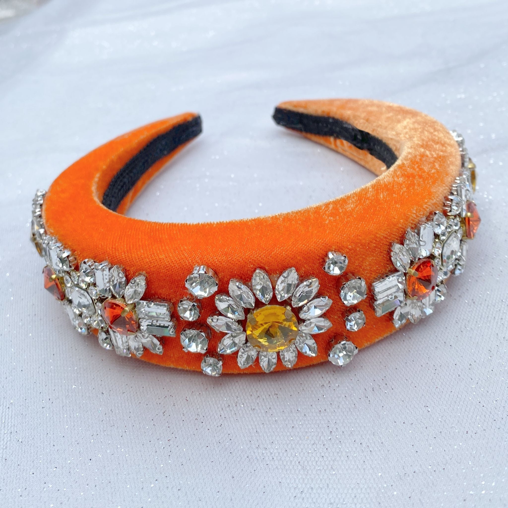 QueenMee Orange Headband Jewelled Headband - Featured in Heat Magazine