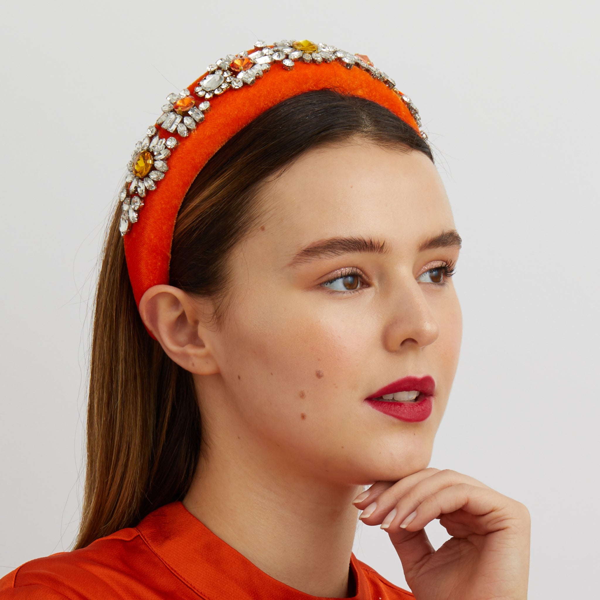 QueenMee Orange Headband Jewelled Headband - Featured in Heat Magazine