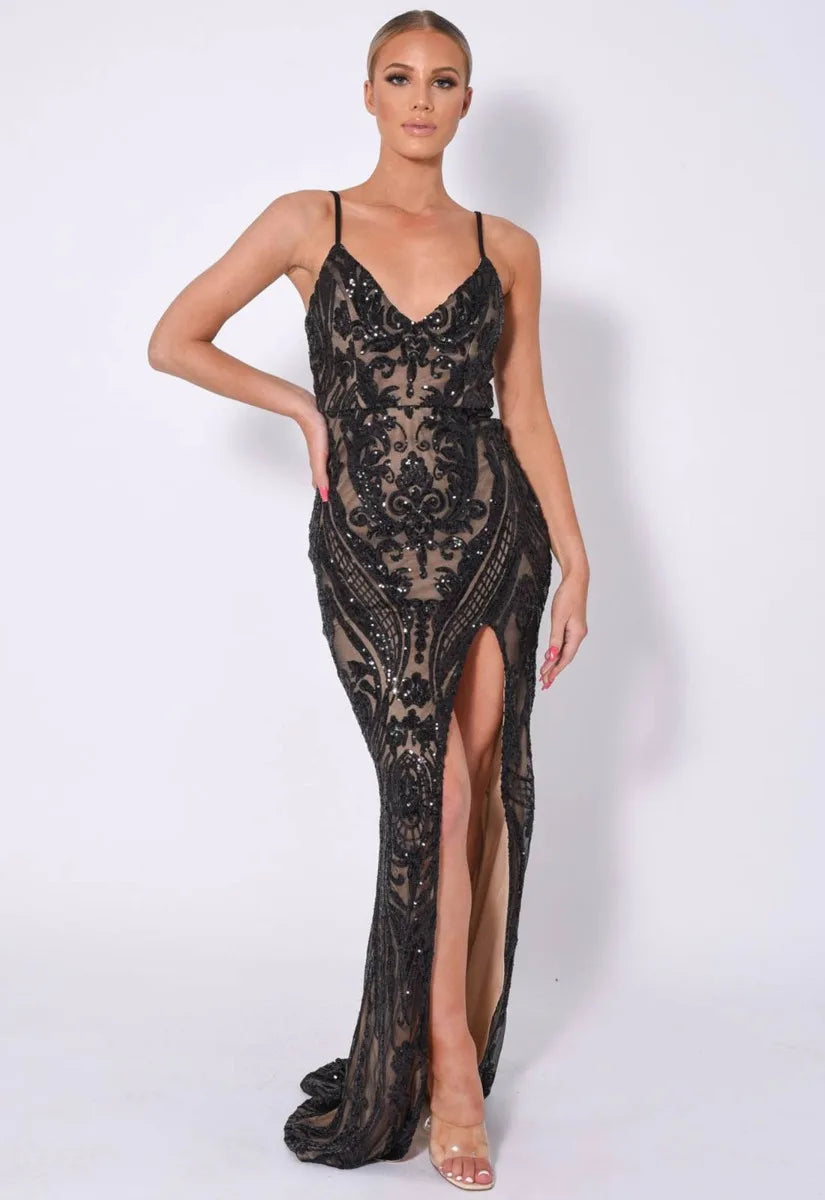 NAZZ Collection Black Outshine Maxi Dress