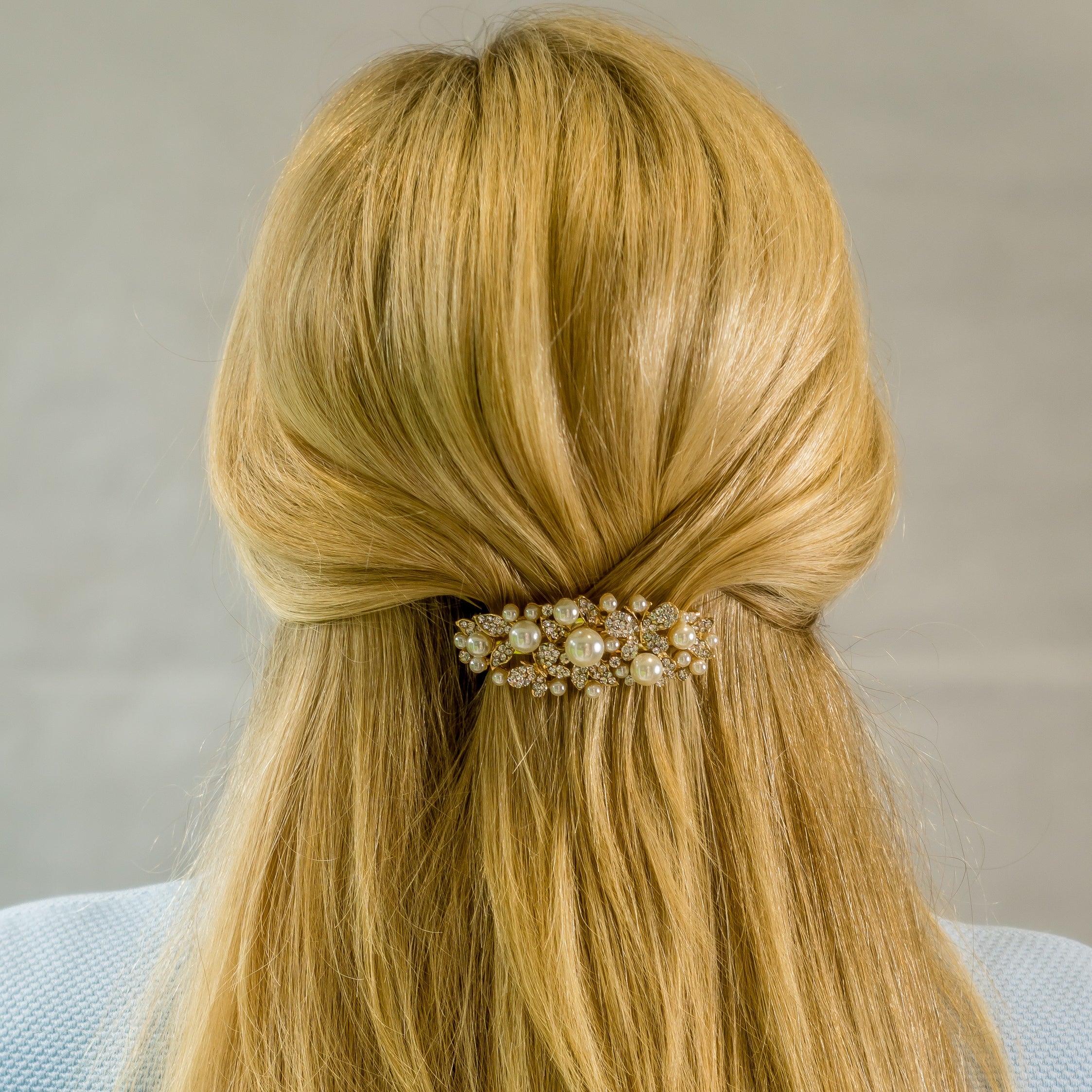 QueenMee Pearl Hair Clip with Crystal