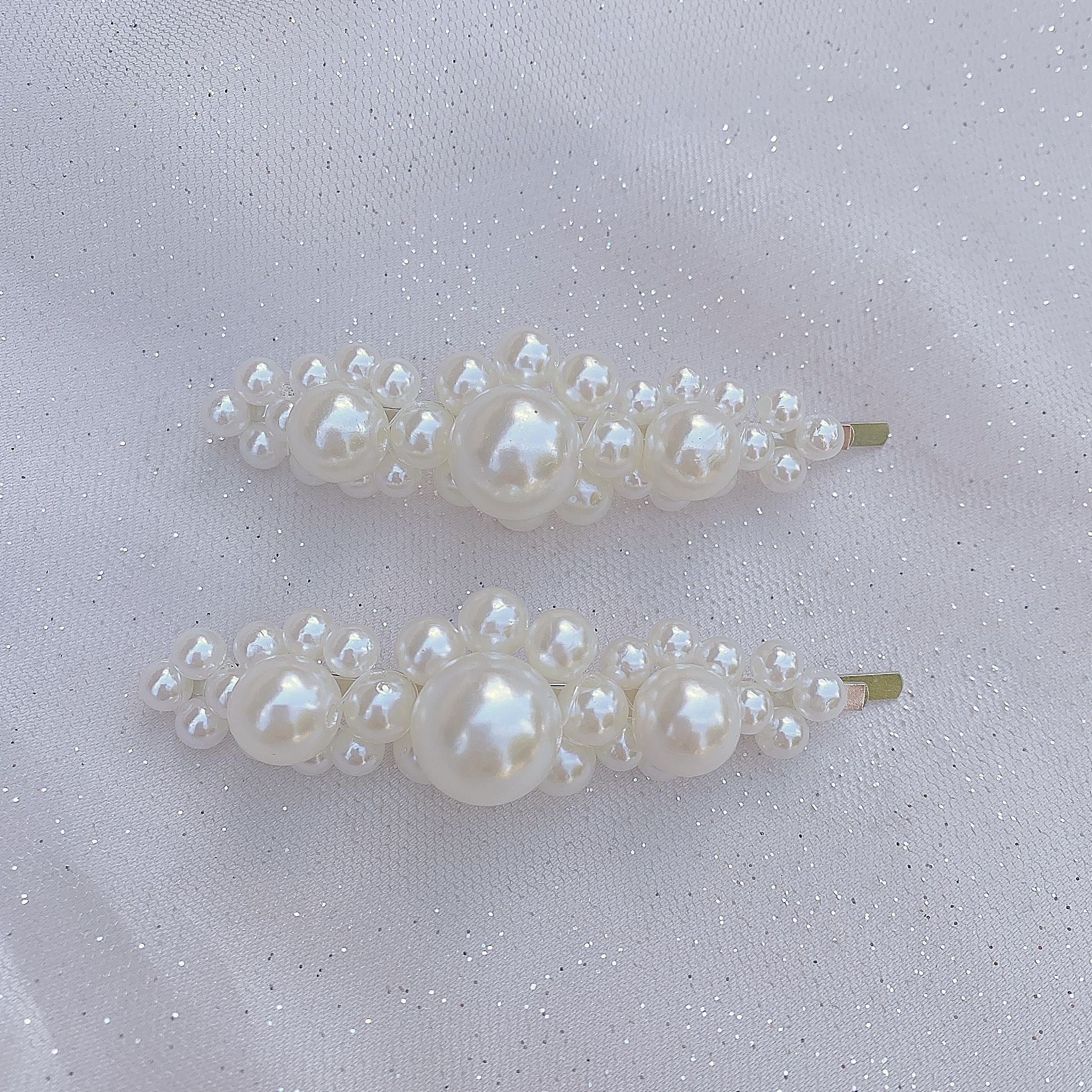 QueenMee Pearl Hair Slides Large Set of 2