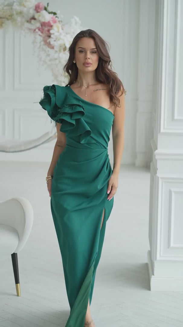 Green Rosie Ruffle maxi dress